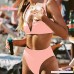 MOSHENGQI Women High Wasited Bikini Ribbed 2 Piece High Cut String Swimsuits Large,Pink B07L9XQW6C